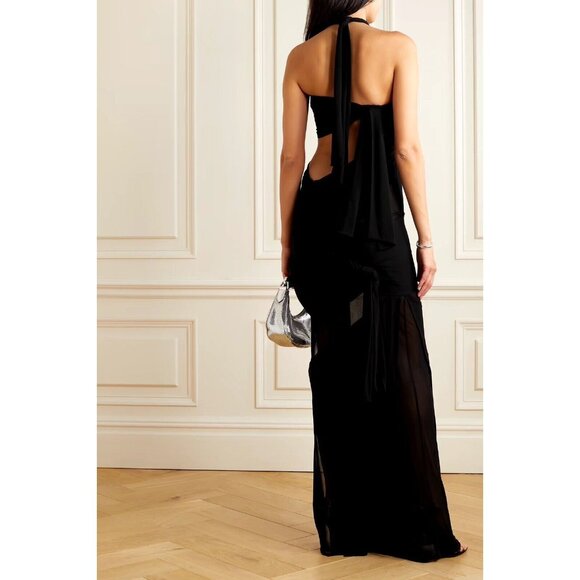 TOM FORD Transparent Cut Out Halter Neck Evening Dress Black - Picture 2 of 14